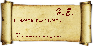 Hudák Emilián névjegykártya